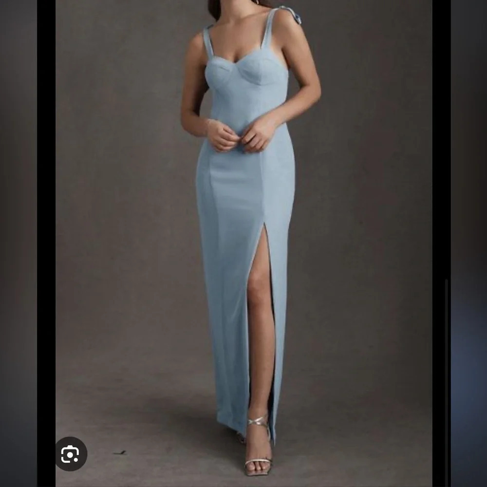 NWT BHLDN Antonia Georgette Maxi Dress Bridesmaid Pale Blue Size 6 Homecoming